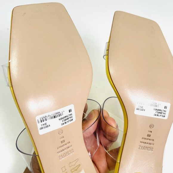 Schutz Ariella Tab Mid Sandal Limoncello Size 8B - Picture 7 of 10